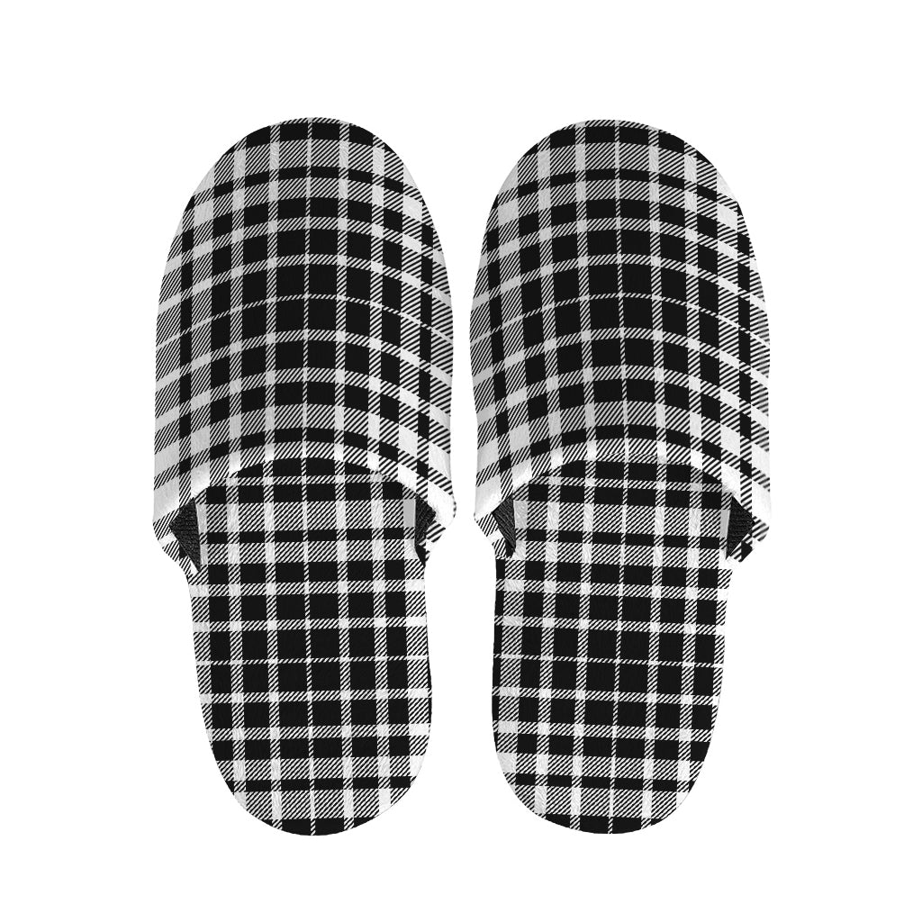 Black And White Border Tartan Print Slippers