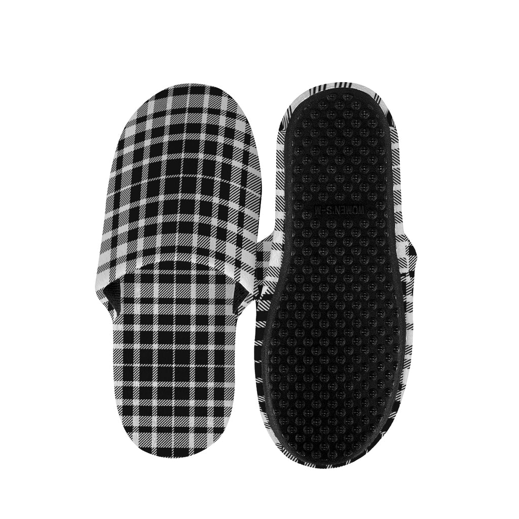 Black And White Border Tartan Print Slippers