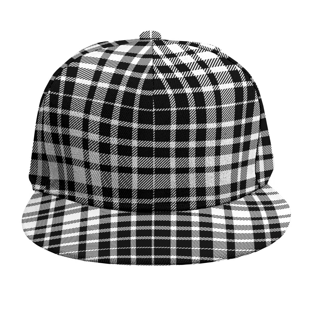 Black And White Border Tartan Print Snapback Cap