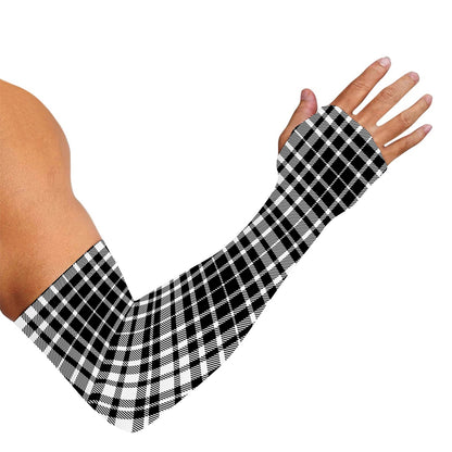 Black And White Border Tartan Print Sun Protection Arm Sleeves