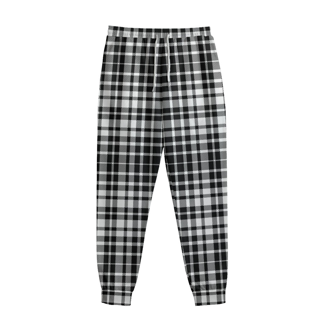 Black And White Border Tartan Print Sweatpants