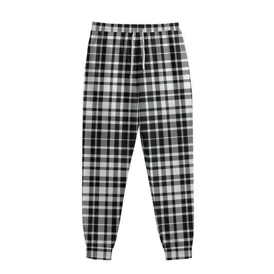 Black And White Border Tartan Print Sweatpants
