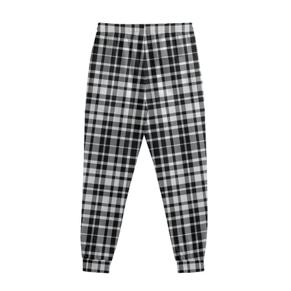 Black And White Border Tartan Print Sweatpants