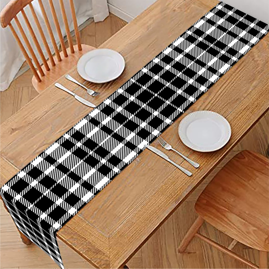 Black And White Border Tartan Print Table Runner