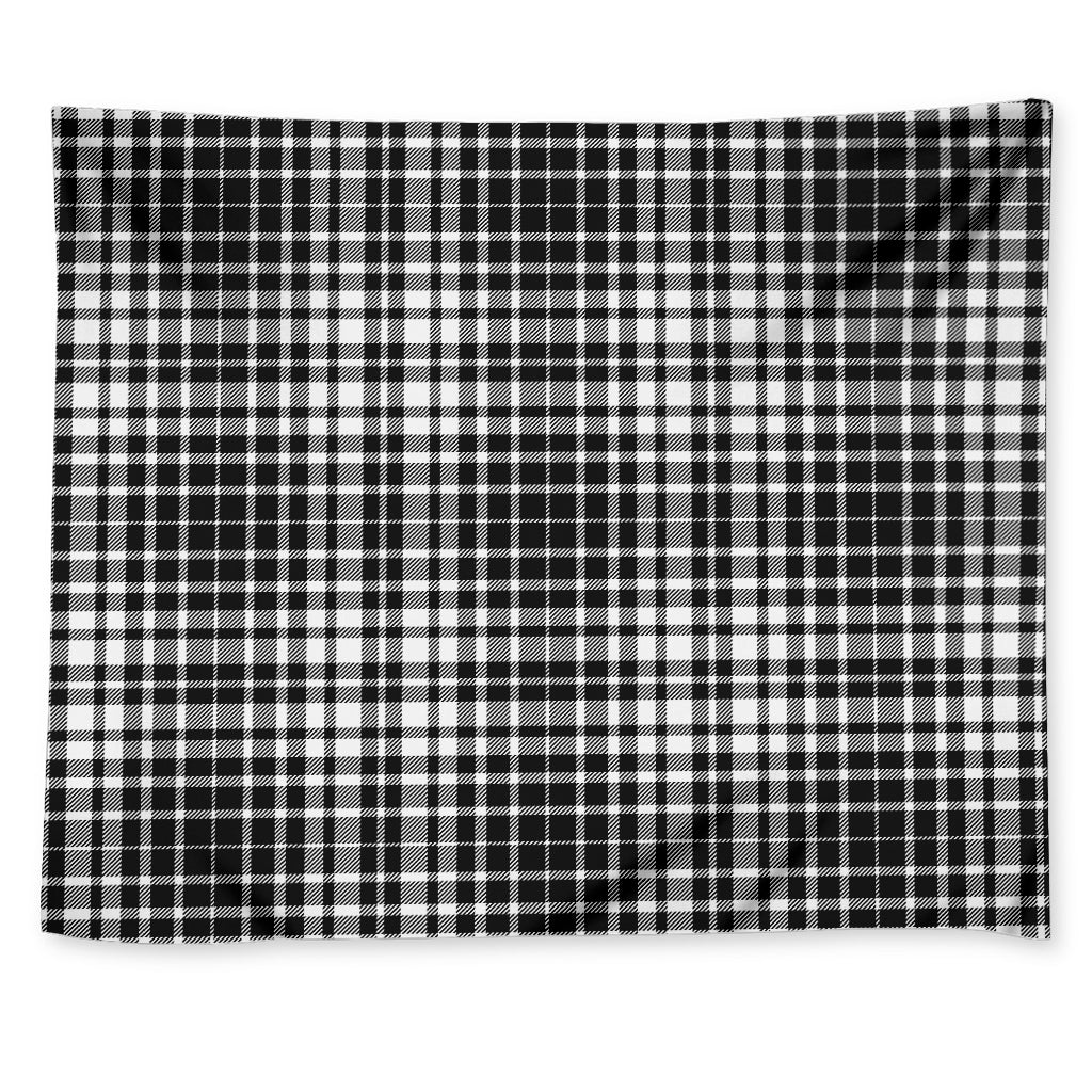 Black And White Border Tartan Print Tapestry