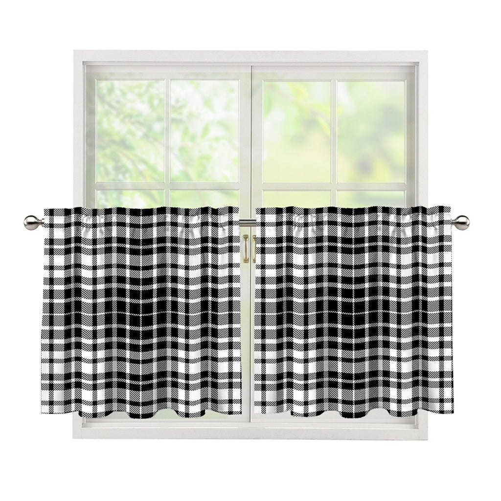 Black And White Border Tartan Print Tier Curtains
