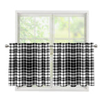 Black And White Border Tartan Print Tier Curtains