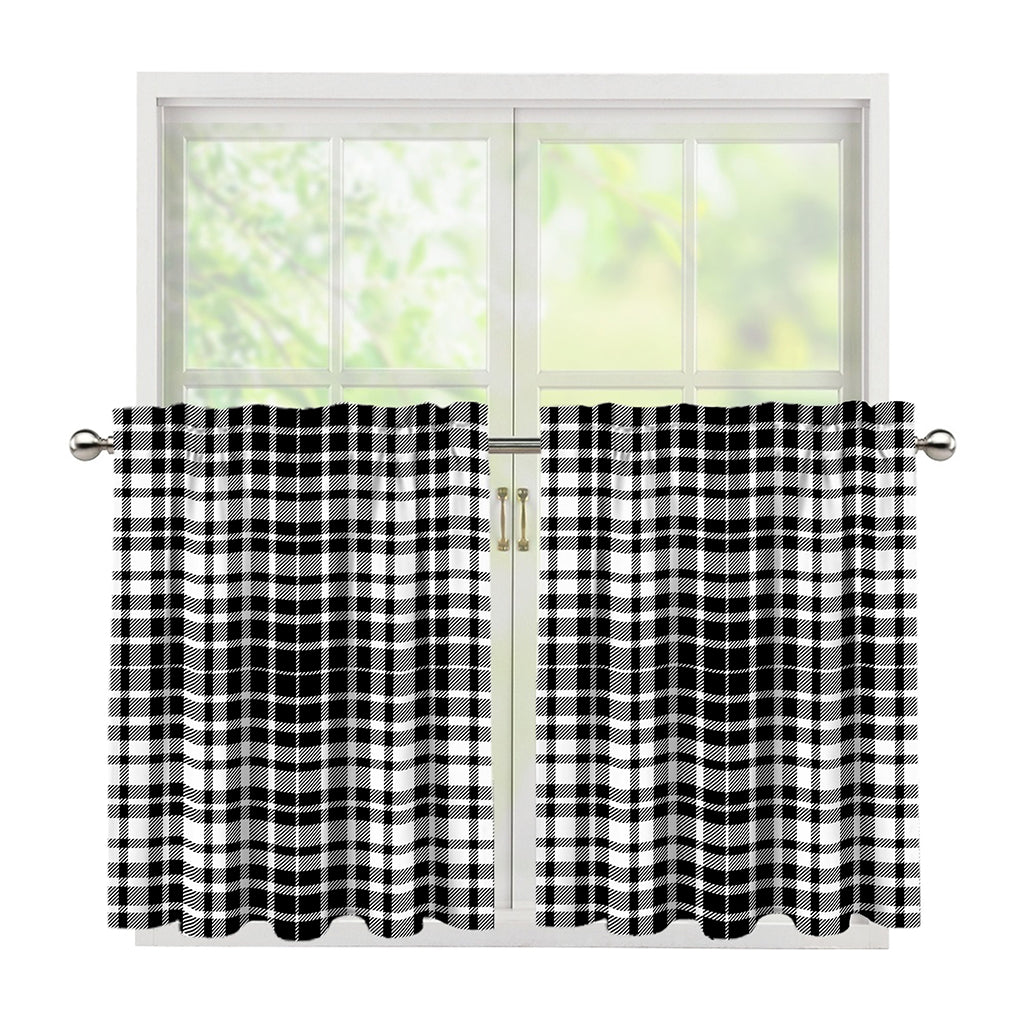 Black And White Border Tartan Print Tier Curtains