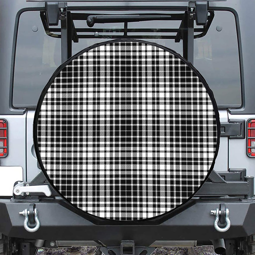 Black And White Border Tartan Print Tire Cover