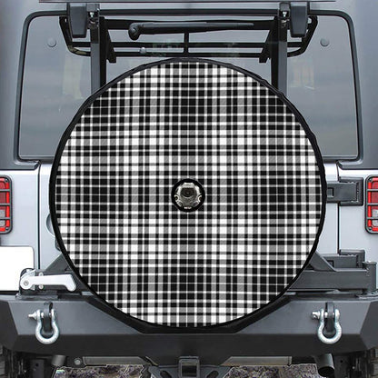 Black And White Border Tartan Print Tire Cover With Camera Hole