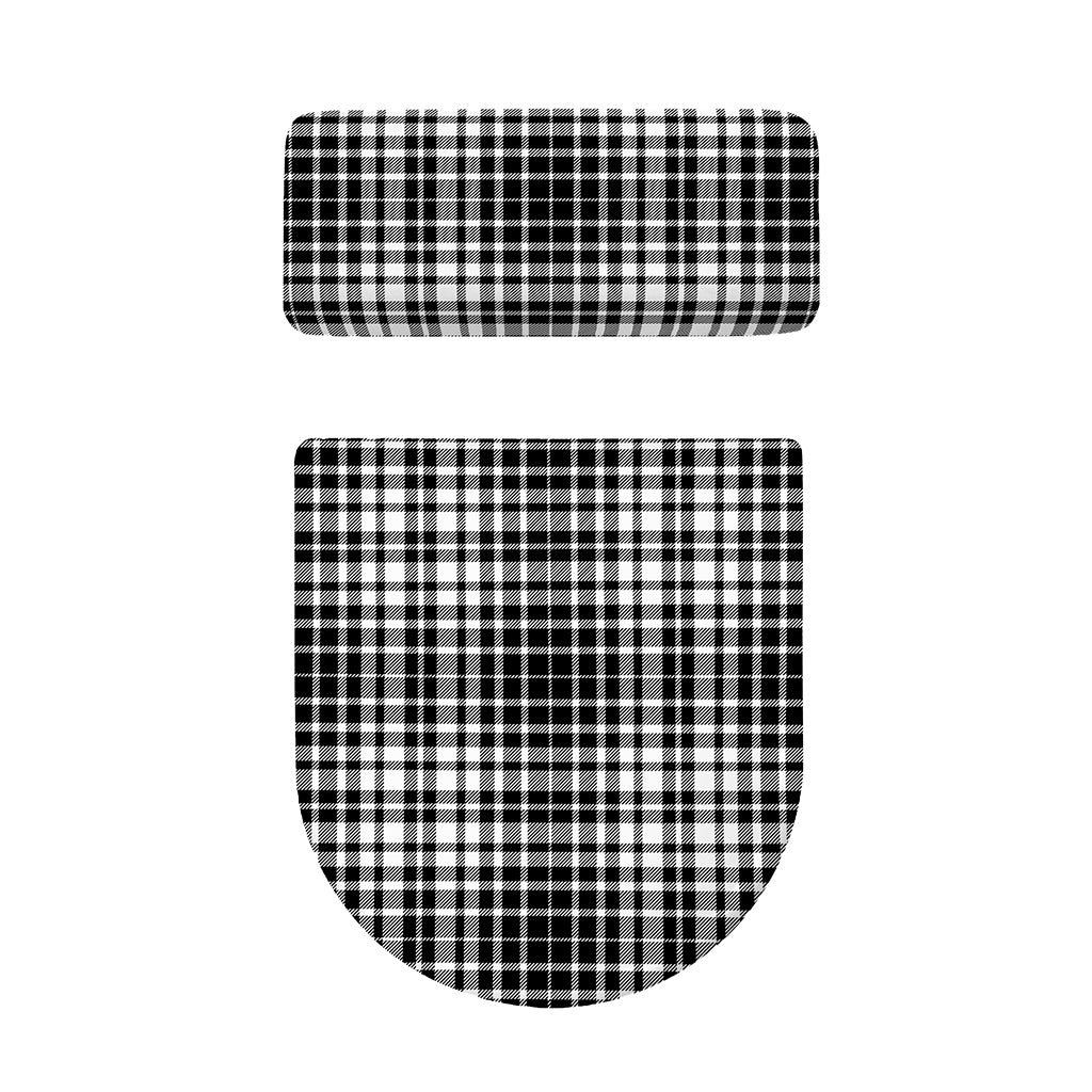Black And White Border Tartan Print Toilet Lid And Tank Cover Set