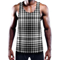 Black And White Border Tartan Print Men's Workout Tank Top