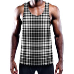 Black And White Border Tartan Print Training Tank Top