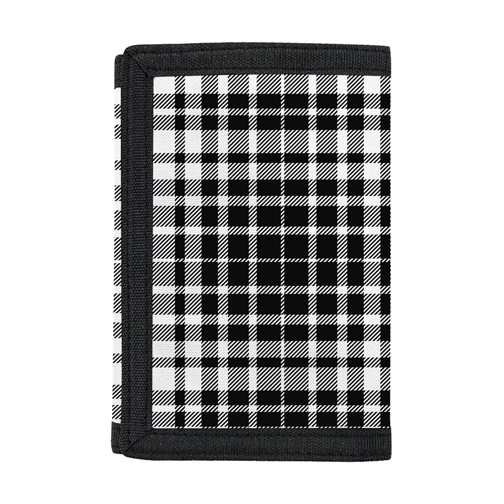 Black And White Border Tartan Print Trifold Wallet