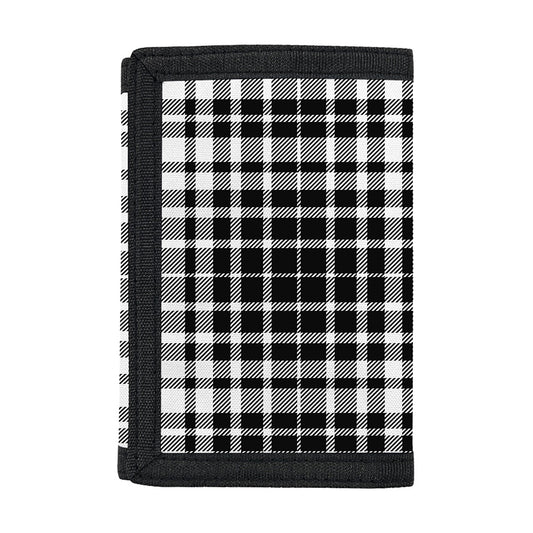 Black And White Border Tartan Print Trifold Wallet