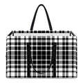 Black And White Border Tartan Print Utility Tote Bag