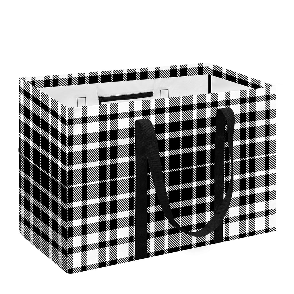 Black And White Border Tartan Print Utility Tote Bag