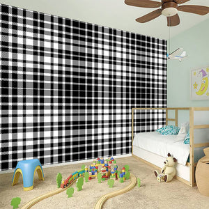 Black And White Border Tartan Print Wall Sticker