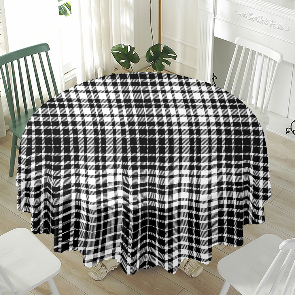 Black And White Border Tartan Print Waterproof Round Tablecloth