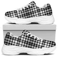 Black And White Border Tartan Print White Chunky Shoes