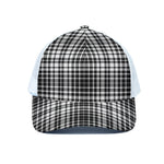 Black And White Border Tartan Print White Mesh Trucker Cap