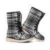 Black And White Border Tartan Print Winter Boots