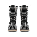 Black And White Border Tartan Print Winter Boots