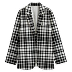 Black And White Border Tartan Print Women's Blazer