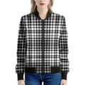 Black And White Border Tartan Print Women's Bomber Jacket