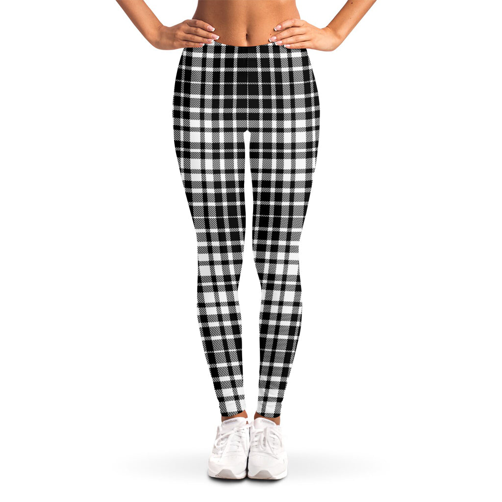 Black And White Border Tartan Print Women's Leggings