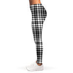 Black And White Border Tartan Print Women's Leggings