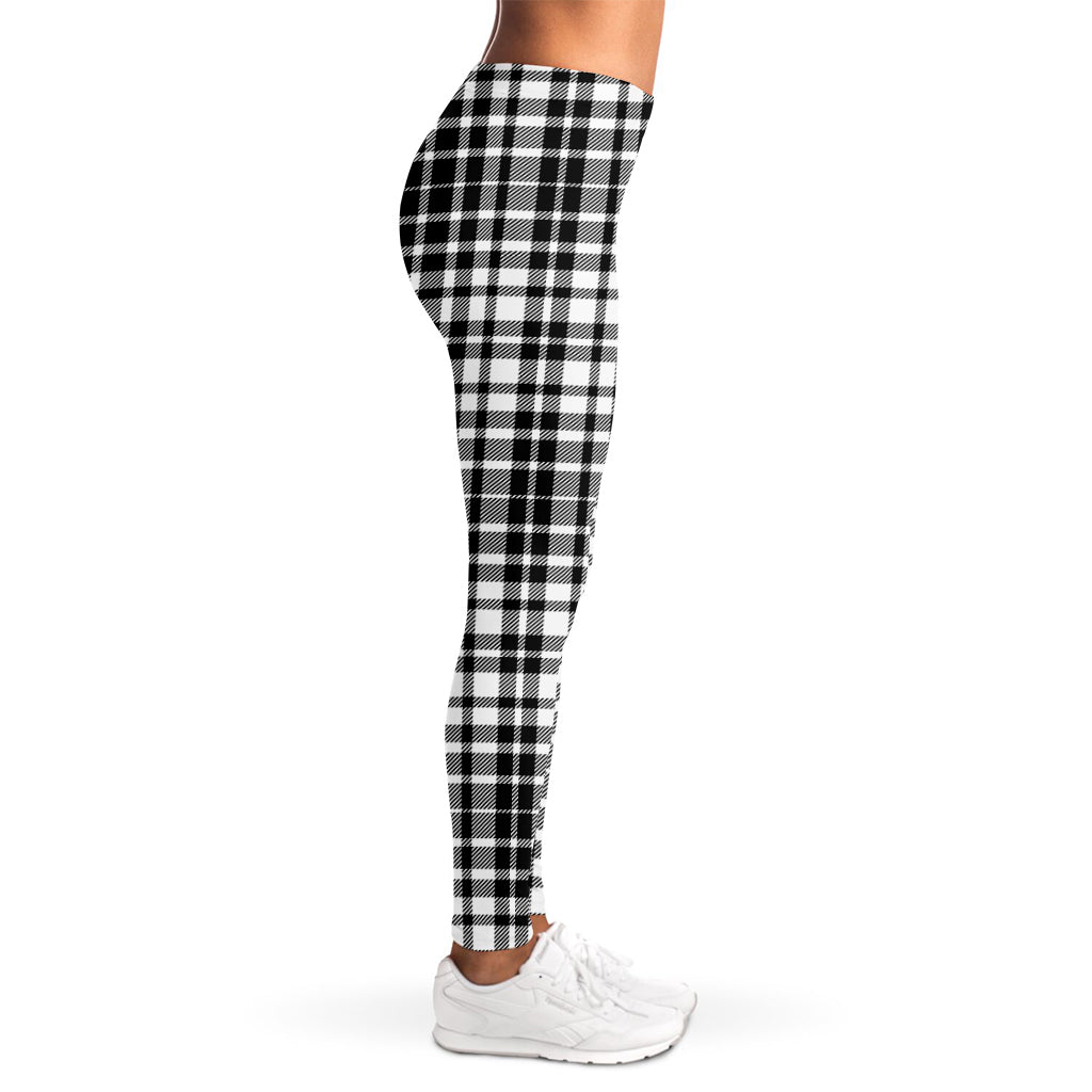 Black And White Border Tartan Print Women's Leggings