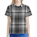 Black And White Border Tartan Print Women's Polo Shirt