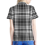 Black And White Border Tartan Print Women's Polo Shirt