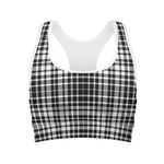 Black And White Border Tartan Print Women's Sports Bra