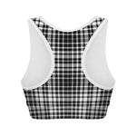 Black And White Border Tartan Print Women's Sports Bra