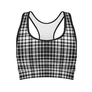 Black And White Border Tartan Print Women's Sports Bra