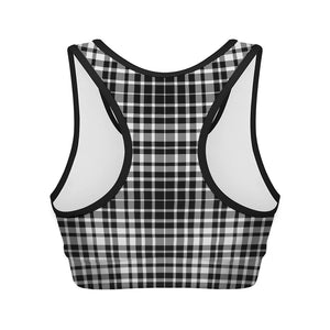 Black And White Border Tartan Print Women's Sports Bra