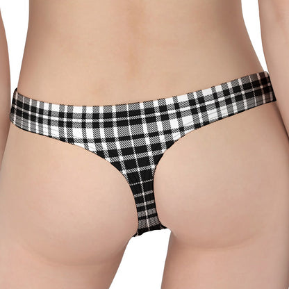 Black And White Border Tartan Print Women's Thong