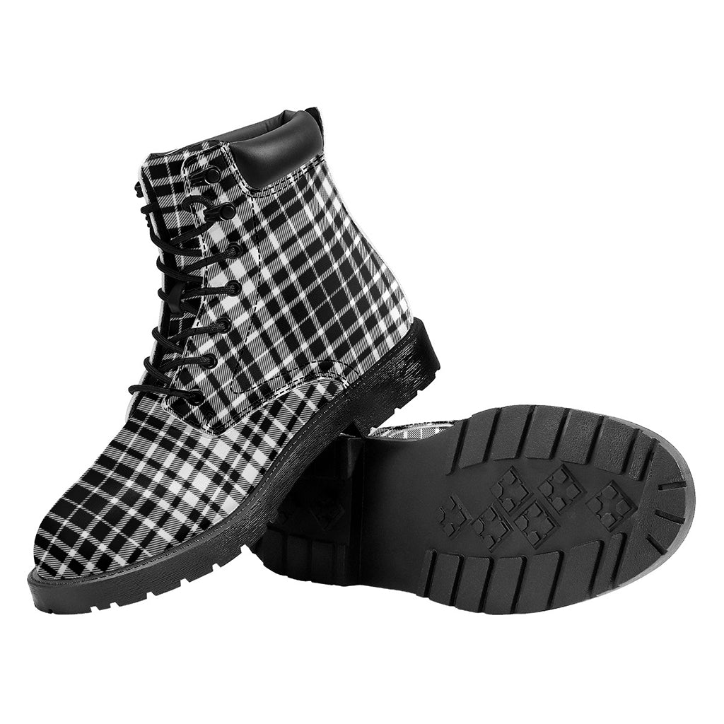 Black And White Border Tartan Print Work Boots