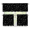 Black And White Bubble Pattern Print 3 Piece Kitchen Curtains