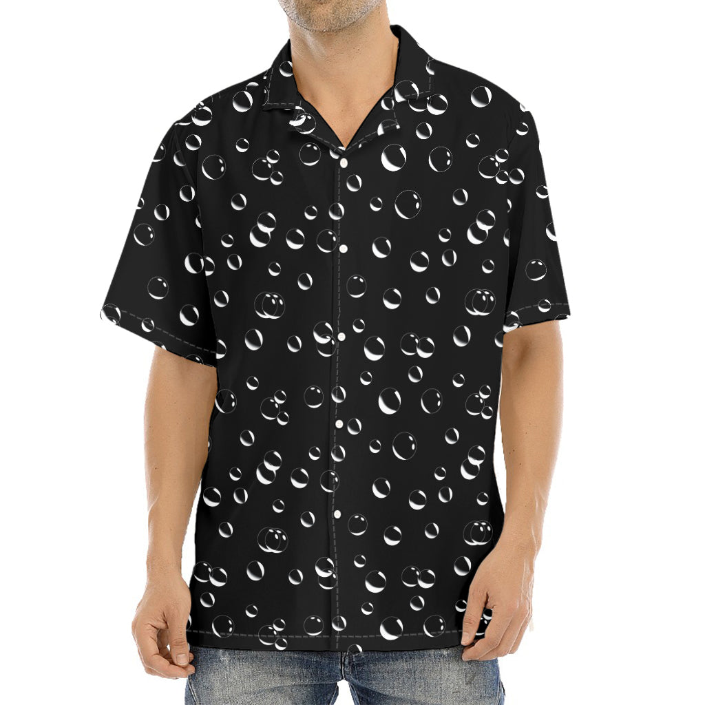 Black And White Bubble Pattern Print Aloha Shirt