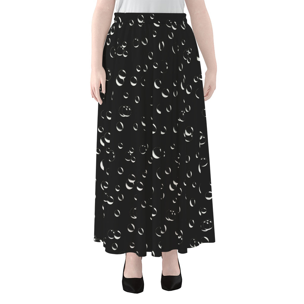 Black And White Bubble Pattern Print Chiffon Maxi Skirt