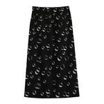 Black And White Bubble Pattern Print Cotton Front Slit Maxi Skirt