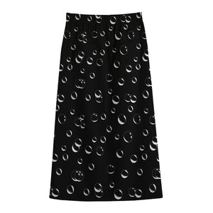 Black And White Bubble Pattern Print Cotton Front Slit Maxi Skirt