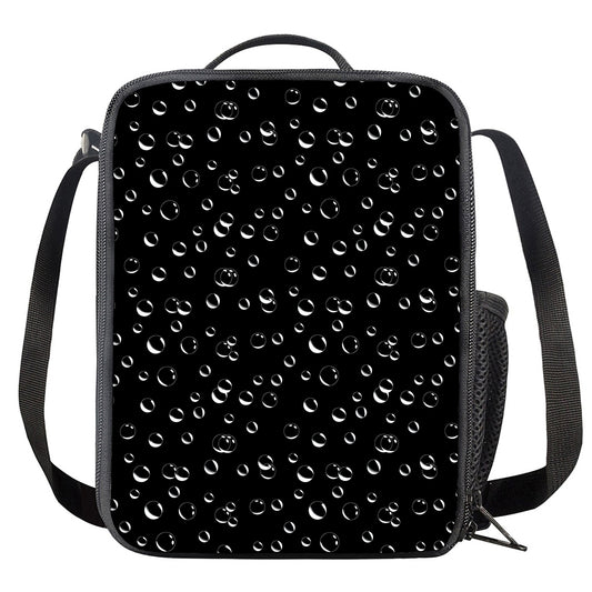 Black And White Bubble Pattern Print Crossbody Lunch Bag