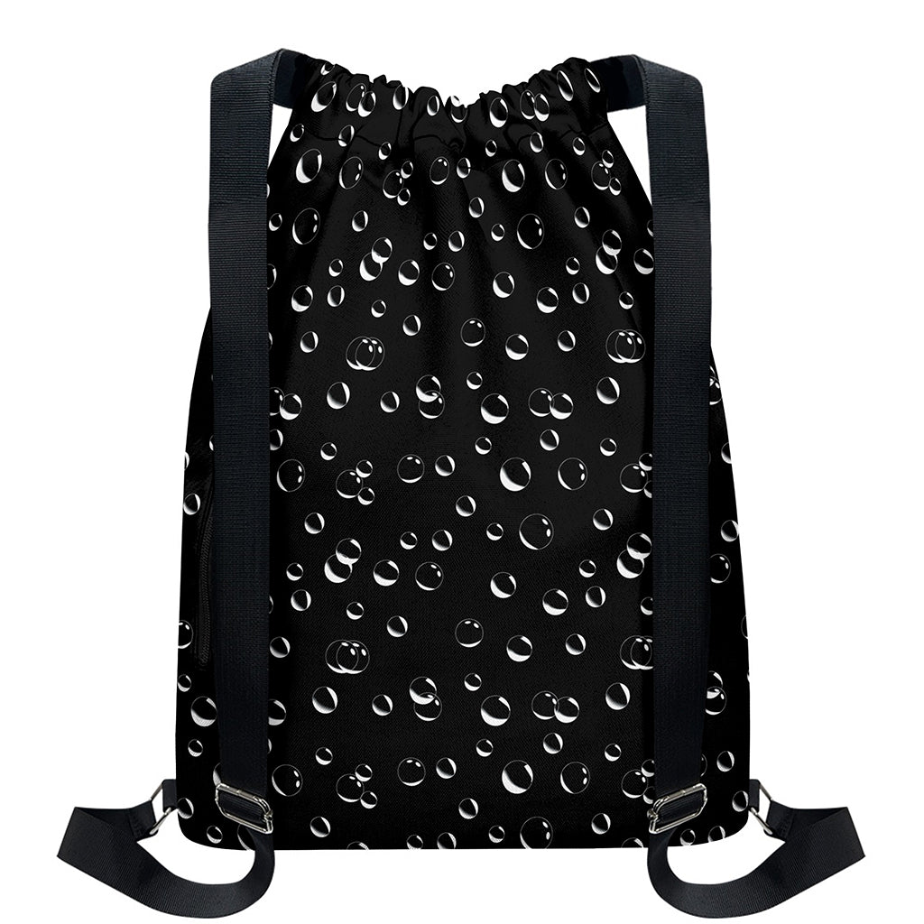 Black And White Bubble Pattern Print Drawstring Backpack
