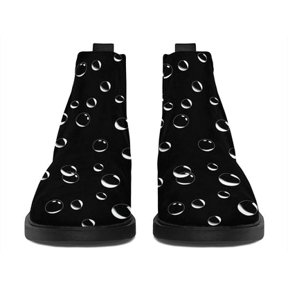 Black And White Bubble Pattern Print Flat Ankle Boots