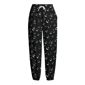 Black And White Bubble Pattern Print Fleece Lined Knit Pants