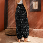 Black And White Bubble Pattern Print Harem Pants